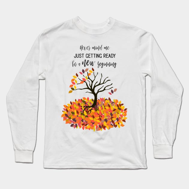 Fall in Love Colorful Leaves Autumn Season Tree Design Long Sleeve T-Shirt by Syressence